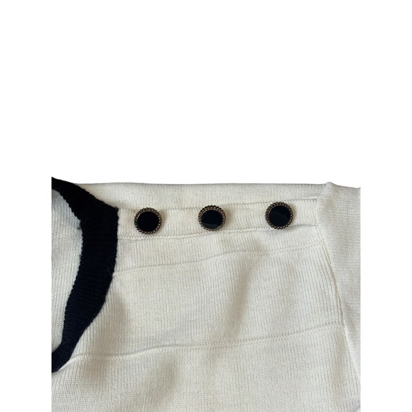 Adolfo Il Vintage Striped Sailor
Sweater - Black & Cream Gold Buttons - Picture 3 of 4
